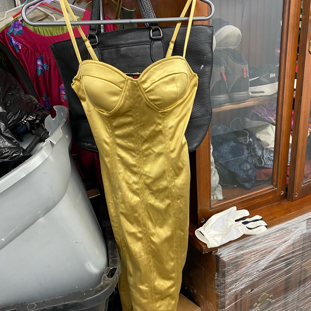 Absolutely LOve It gold Bustier Cocktail Dress